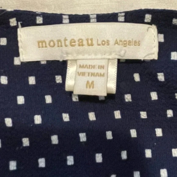 Monteau Navy Polka-dot Peplum Blouse - Picture 4 of 7